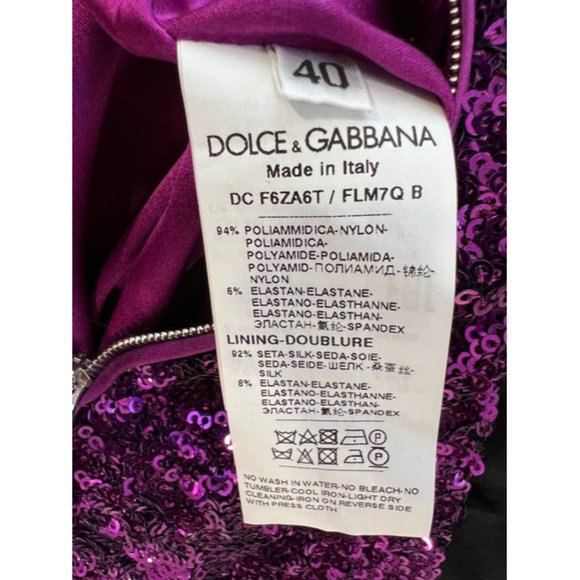 Dolce And Gabbana Purple Sequinned Cut Out Long Dress - Picture 12 of 12